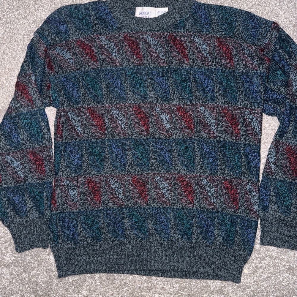Roberta Bridal Men's Crewneck Sweater - Gray, Red, Blue